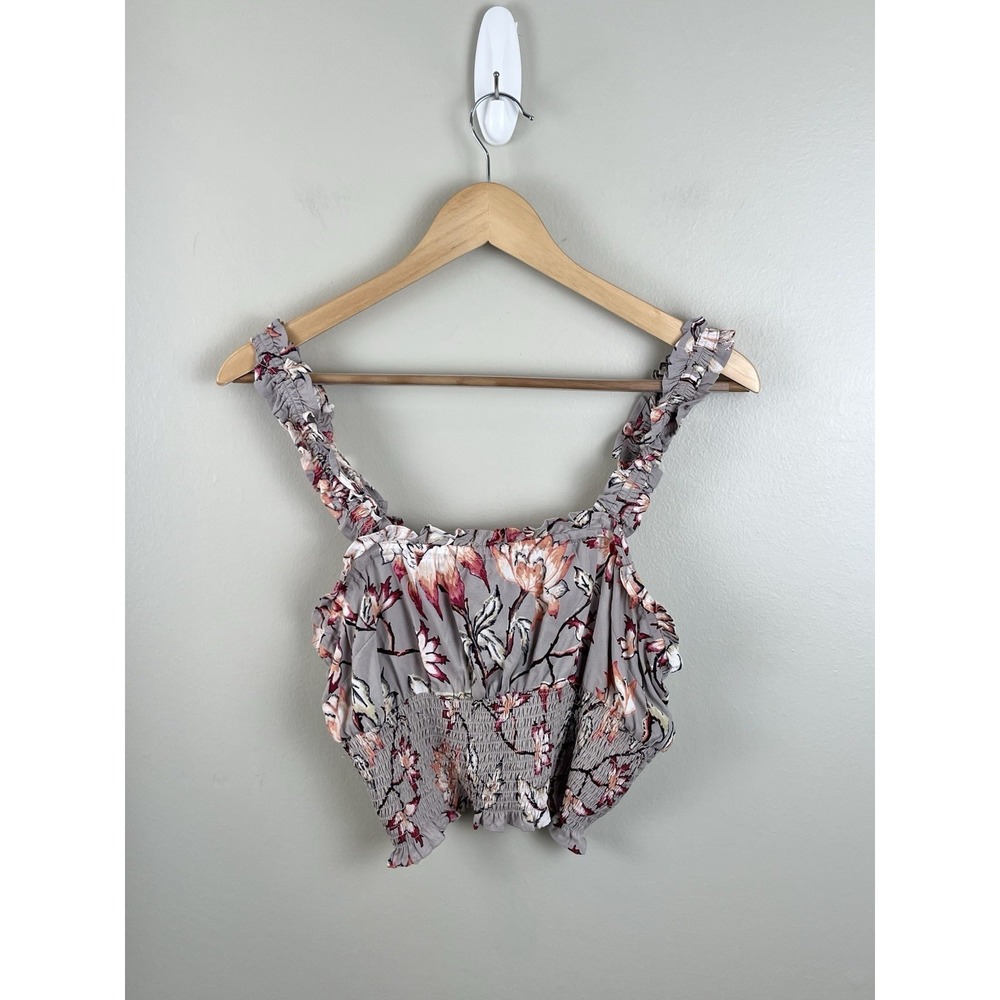 Angie Women's Smock Crop Floral Tank Top Size M Boho Festival